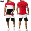 Anpassad dina män Summer Shorts Suits Leisure Sports Fashion Color Block T Shirt Pants Two Piece Sportswear 220712