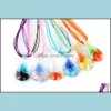 H￤nge halsband h￤ngsmycken smycken charm vattendropp form konst murano lampwork glas halsband med blommor inuti fo dhshc