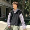 Kurtki męskie sweter męska koszula męska jesienna koreańska wersja koreańska luźna trend osobowość kamizelka zszywa