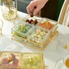 Plateau de stockage de noix de nourriture de salade de bol de collations de dessert de fruits nordiques avec des verres de couvercle plats plateau de service pour l'ensemble de support de gâteau de fête 220418