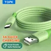 Topk Micro USB Tip C Cep Telefonu Xiaomi için Kırmızı MI Not 9 3a Hızlı Şarj Sıvı Silikon Cep Telefonu Veri Kablosu Samsung Huawei FY7435