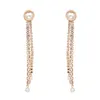 Dangle lustre mode luxe or argent couleur simulé perles boucle d'oreille femmes élégant bijoux longue chaîne goutte boucles d'oreillesDangle