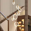 Lampes suspendues Lustre à LED moderne Luminaires de salon nordiques Éclairage d'escalier Éclairage de loft Longues lumières suspendues Lampe en bois BedroomPendan
