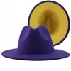 Gris rouge Patchwork laine feutre Jazz Fedora chapeau femmes unisexe large bord Panama fête Trilby Cowboy casquette hommes Gentleman mariage chapeau XL 220607