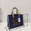 Totes 2 Pcs Protect Black Women Shopping Bags Lettre Broderie Denim Tote Bag Women's HandBag Grande Capacité Tote Bag Broderie Shopping Bag 220826