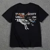 Erkekler T-Shirts Marka Erkekler T-Shirt Fan Mektubu Baskı Travis Scotts Astroworld Cep Grafik Tshirts Sokak Giyim Hip Hop Tavşağı