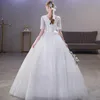Andere trouwjurken Glanzende kanten Appliques Korte mouw Vestidos de novia 2022 witte v-hals prinses bruid jurken plus size andere