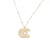 Chain de colar de garandana feminina Cristal de cristal Rhinestone Gold Bated C-Letter Pingente Colares Declaração Jóias de Casamento XL0002