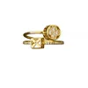 Nowe klasyczne podwójne kwiaty złoto otwarte pierścienie dla kobiety mody biżuterii przyjęcie weselne luksusowe pierścionki Akcesoria dla młodych dziewcząt