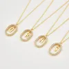 925 Sterling Silver Gold Clear Zircon CZ Alphabet 26 Letter A-Z Pendant Long Chain Necklace Women Initial Choker Jewelry 0615