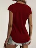 Kadınlar için Yaz Tops Gömlek Seksi Düşük Kesim Dantel Kısa Kollu T-Shirt Fermuar V Boyun Tunik Tee Gömlek Casual Kazak Bluzlar Üst