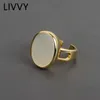 Anelli di barretta aperti dell'anello del disco ovale rotondo liscio di colore argento per la tendenza dei regali dei gioielli delle donne