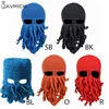 Erkekler Kadın Yaratıcı Komik Tentache Ahtopus Örme Şapka Uzun Sakal Beanie Cap Balaclava Kış Sıcak Cadılar Bayramı Kostüm Cosplay Maskesi