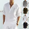 Toptan - 2022 Yeni erkek Casual Bluz Pamuk Keten Gömlek Gevşek Uzun Kollu Tee Gömlek İlkbahar Sonbahar Rahat Yakışıklı Erkek Gömlek Tops
