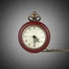 Pocket Uhren Vintage Red Wood Uhr Runde transparente Quarzwand Männer und Frauen Universal Clock Geschenke Wächterpocket