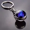 Keychains 12 Constellation Keychain Fashion Double Side Cabochon Glass Ball Zodiac Signs Jewelry For Men Women Birthday Gift Emel22