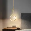 펜던트 램프 현대 간단한 LED 구리 조명 거실 벅신 샹들리에 110V/220V 실내 침실 조명을위한 컬러 스위치