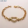 Link Chain MHS.Sun Vintage Gold Plated Women Girls Armband Luxury Mosaic Zircon Heart Pendant Fashion Cz Jewelry Fawn22