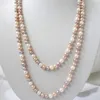 Kettingen handknoopte klassieke bruiloft ketting 10 mm witte roze shell parel mode sieraden 36inchchains