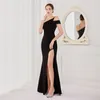 Sukienki zwykłe sukienka ślubna sukienka kobiet ubranie seksowna bez naramienna syrena impreza wysoka dzielone suknie wieczorowe Slim Solid vestidos 2xlcasua