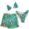 Zomer Sexy Dames Badmode 3 Stuk Bikini Set Mode Gedrukte Outfits Sexy Sportbeha + Shorts Badpak Vrije tijd Strandkleding