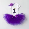 1T Birthday Skirts Clothing Sets Summer Girl Baby Short Sleeve Short Skirt Colorful Bow Grenadine Pettiskirt 35dx T2