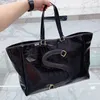 Large Capacity Tote Bag Shoulder Handbags Casual Women Shopping Bags Leather Denim Big Letter Metal Ring Decorate Ladies Travel Vacation Handbag Totes Purse