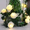 Cordes Batterie/USB Exploité 10/20/40 LED Rose Fleur LED Guirlande De Noël Fée Guirlande Lumineuse Extérieure Pour Mariage Garden Party DecorLED S