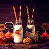 Nuova barra di paglia di carta biodegradabile usa e getta Ristorante Decorazione della festa di Halloween Fantasma Jack-o-lantern 25 nella borsa Forniture per eventi per feste di zucca