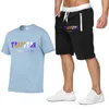 Trapstar Mężczyzn Snosy T -THITR SETS HARAJUKU TOPS TEE FUNDY HIP HOP KOLOR T SHIRT PLACE Casual Shorts Zestaw 220613