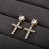2022 New High Quality Cross Dangle Earring for Women with Iced Out Cz Stone Drop Earring Studs Vintage Hip Hop Wedding Party Fashion Jewelry Birthday Gifts Guys Girls
