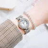 Luxury Women Rose Gold Watch Fashion Ladies Quartz Diamond Armbandsur Elegant Kvinna Armband Klockor 2st