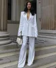 White Leisure Women Pants Suits For Wedding 2022 Women Sexy Loose Long Sleeve Evening Red Carpet Fashion Wear 2 Pieces