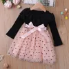 Flickans klänningar Spring Autumn Long Sleeve Stitching Polka Dot Mesh Dress Children's Girl Kid's For Year 2022Girl's