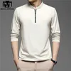 Polo con cerniera da uomo T-shirt manica lunga in cotone tinta unita di alta qualità Slim Fit Casual Camisa T994 220707