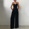 Elegant Jumpsuit Women Summer Solid Sexig ärmlös Sling Wrapped Chest High midja Rompers Casual Party Female Jumpsuit 220714