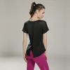 Eshtanga femme à manches courtes T-shirt Sexy Yoga Mesh Sport T-shirt Fitness Femmes Gym Courir OUVERT Retour Tops Tee T200401