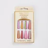 12 st/set Gradient Lång kista Fake Nails Rainbow Ballerina Heltäckande Nail Art Tips Skönhet konstgjorda lösnaglar Manikyr Berlocker