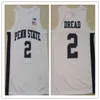 SjZl98 Mens # 2 Myles Dread Penn State Nittany Lions Broderi Basketball Jersey Nytt material med dubbla sömmar skjorta Anpassningsnummer, namn