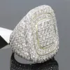 14K złoty pełne diamentowe pierścionki dla mężczyzn hip-hopowy perydot kamień szlachetny Anillos de Bizuteria Wedding Bague Sparkling Diamond Jewelry Ring301w
