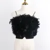 ファッション女性のセクシーな毛皮の上のトップスキャムシカジュアルタンクベストノースリーブReal Ostrich Feather T02 220316