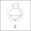 Pendentif Colliers Pendentifs Bijoux Creative Diamant Rétro Simple Chaînes Couture Perle Incrusté Avec Rose Tag Clavicule Chaîne Dîner N