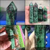 Natural Green Ruby Quartz Crystal Zoisite abelisk الطاقة الأحجار الكريمة reiki الشفاء شقرا نقطة العصا قطرة التسليم 2021 كائنات الزخرفية فاي