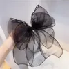 Lace Big Bow Hairpins Ponytail Sweet Hairdressing Princesa Primavera Hairpin Organza Arco Fita Trançado Cabelo Acessórios