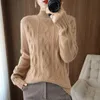 Suéter feminino de lã pura caxemira outono/inverno 2022 feminino pulôver de gola alta casual tops de malha coreano tamanho grande feminino J