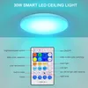LED-takljusarmaturer Flushmonterad 12Inch 30W Smart Taklampor RGB Färg Byt Bluetooth WiFi App Control 2700K-6500K Dimble Sync With Music