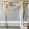 Parlak Altın Metal Çerçeve Düğün Dekorasyon Kumaş Rafı Arka Çekişler Kapı Kare Çiçek Sıra Arch Ekran Arka Plan Ev Ekran Partisi Dekor Çiçek Ekran Raf B0702