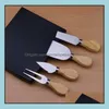 Cheese Tools Kitchen Kitchen Dining Bar Home Garden 30Sets Wooden Handle Set Cheese-Knife Cutter Cooking Tool In Black Box Rre13624 Drop
