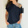 Kvinnors blusar skjortor 2022 Summer Women Sexy Off Shoulder Short Sleeve Solid Tops Casual Office Bluas 5xl Plus Size