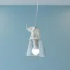 Lâmpadas pendentes de teto nórdico luzes LEDs resina elefante deco pendente sala de estar da sala de estar crianças penduradas